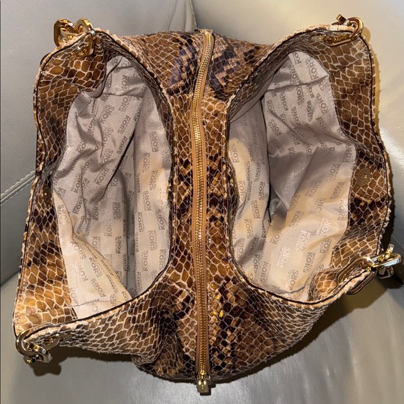 Michael Kors Tan Brown Snake Print Shoulder Bag - Picture 5 of 7